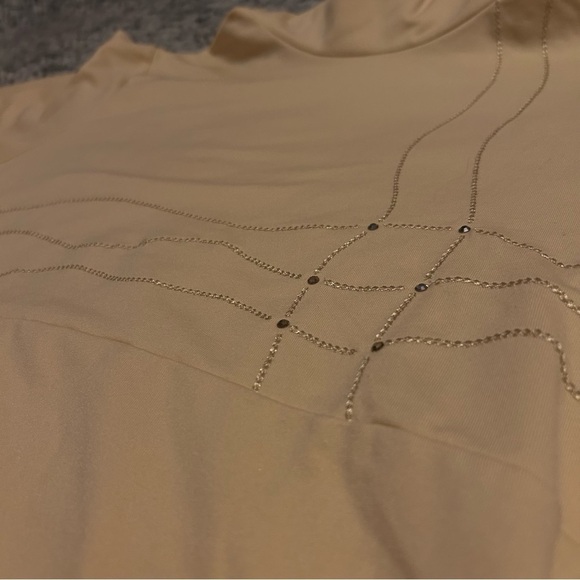 Nils Medium Pale Yellow High Neck Long Sleeve Ski Sportswear Base Layer w Gems - Picture 5 of 10